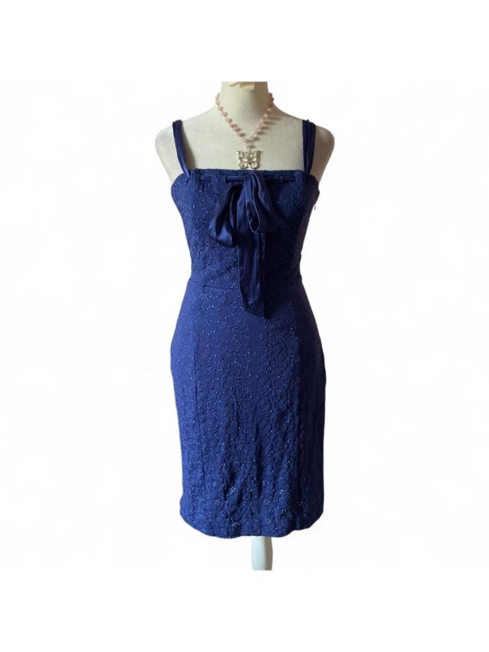 Betsey Johnson special occasion blue eyelet Ribbon tie dress